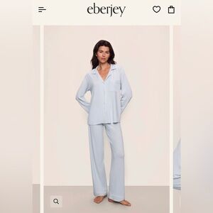 Eberjey Gisele TENCEL™ Modal Long PJ Set - Ice Blue/Ivory